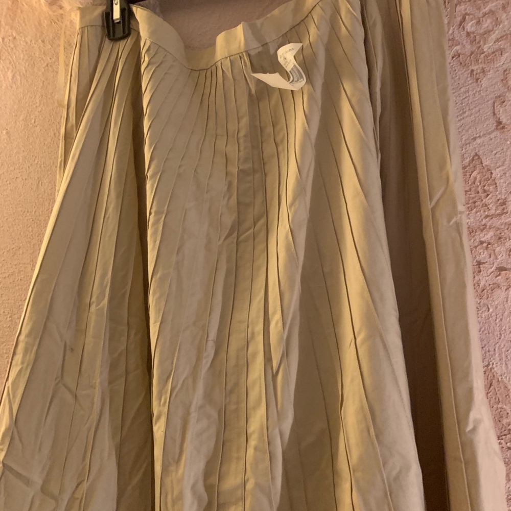 Tan Long Skirt Pleated